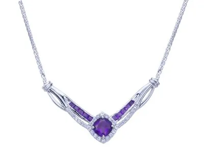 Sterling Silver Amethyst & Sapphire Necklace