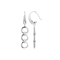 Elle Cushion Cut Triple Circle Drop Wire Earrings