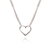 10K White and Rose Gold 17" Double Chain Heart Necklace