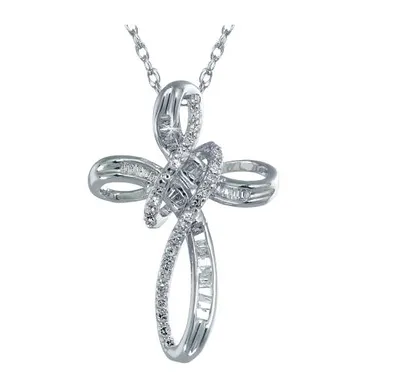Sterling Silver 0.30CTW Diamond Cross Pendant