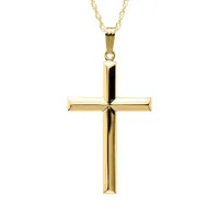 14K Yellow Gold Filled 24" Beveled Edge Cross