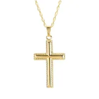 14K Yellow Gold Filled 24" Beaded Edge Cross