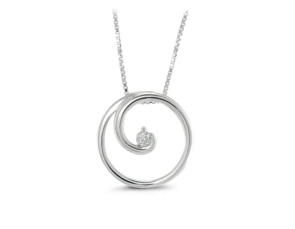 Sterling Silver 0.05CT Circle Pendant