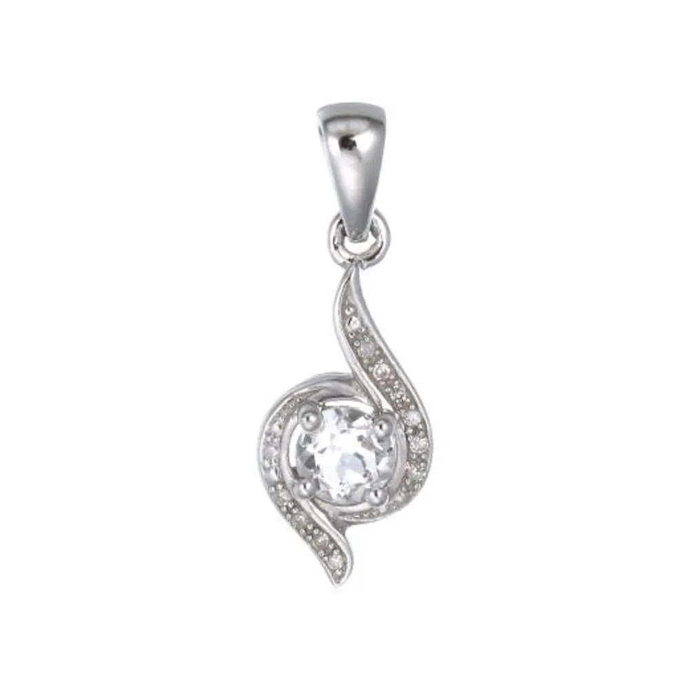 Sterling Silver White Topaz & Diamond Pendant