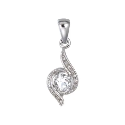 Sterling Silver Topaz & Diamond Pendant