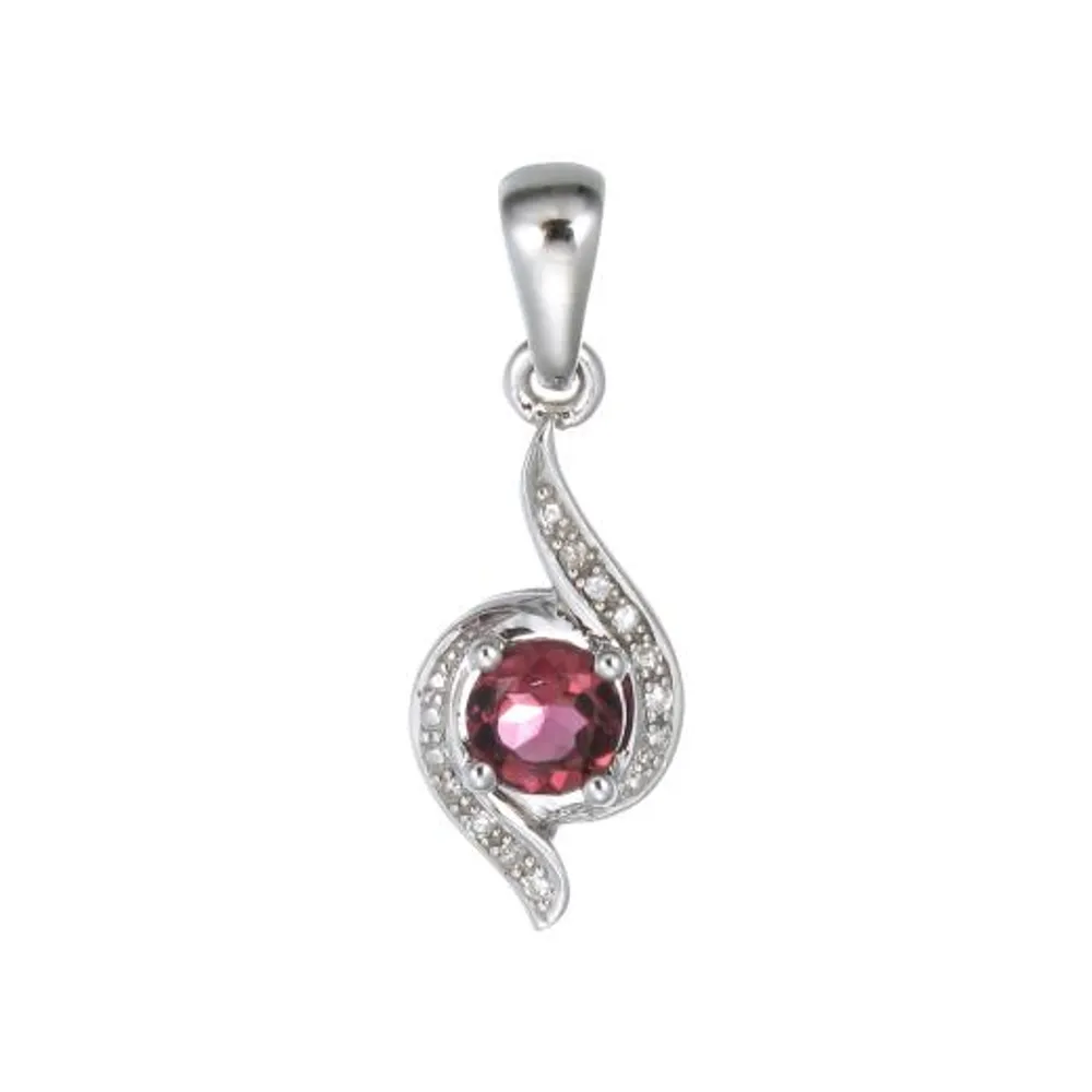 Sterling Silver Pink Tourmaline & Diamond Pendant