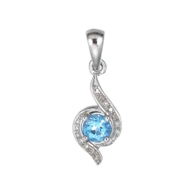 Sterling Silver Blue Topaz & Diamond Pendant