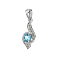 Sterling Silver Blue Topaz & Diamond Pendant