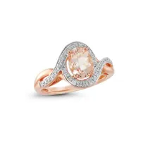 10K Rose Gold Morganite & Diamond Ring