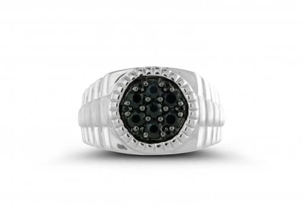 Sterling Silver Black Sapphire Men's Ring