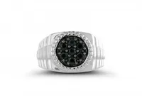 Sterling Silver Black Sapphire Men's Ring