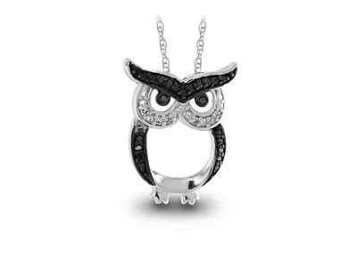 Midnight Diamond Owl Pendant
