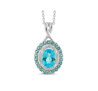 Blue & White Topaz Oval Pendant