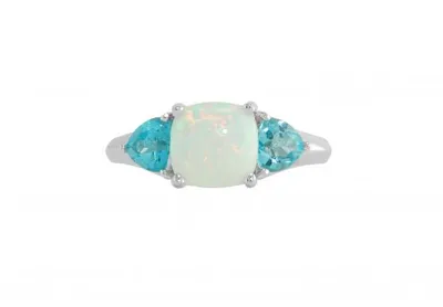 Sterling Silver Created Opal & Blue Topaz Ring
