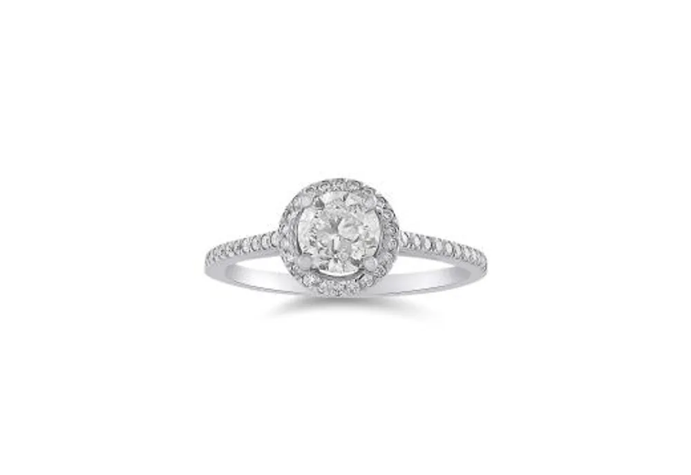 14K White Gold 1.16CT Halo Bridal Ring