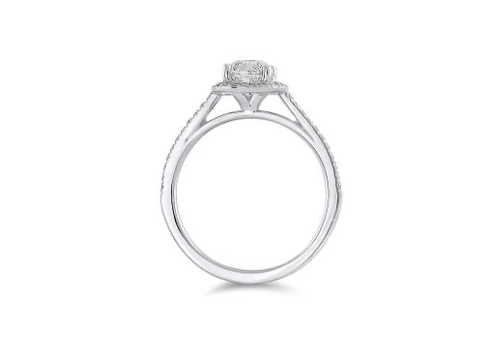 14K White Gold 1.16CT Halo Bridal Ring