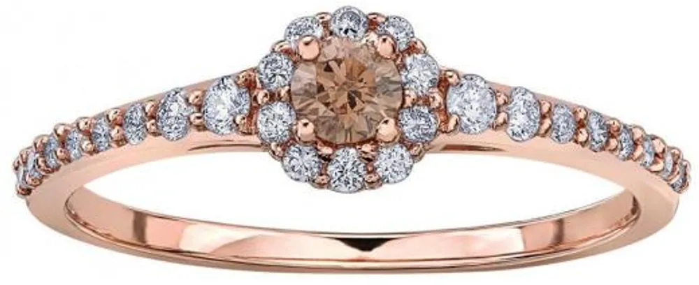 10K Rose Gold 0.55CTW Champagne Diamond Ring