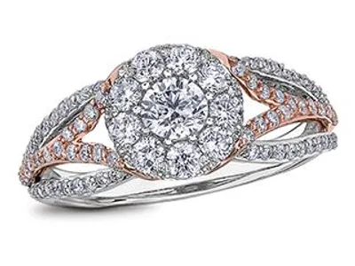 14K White and Rose Gold 1.10CTW Bridal Ring