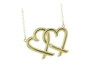 Yellow Gold Double Heart Necklace