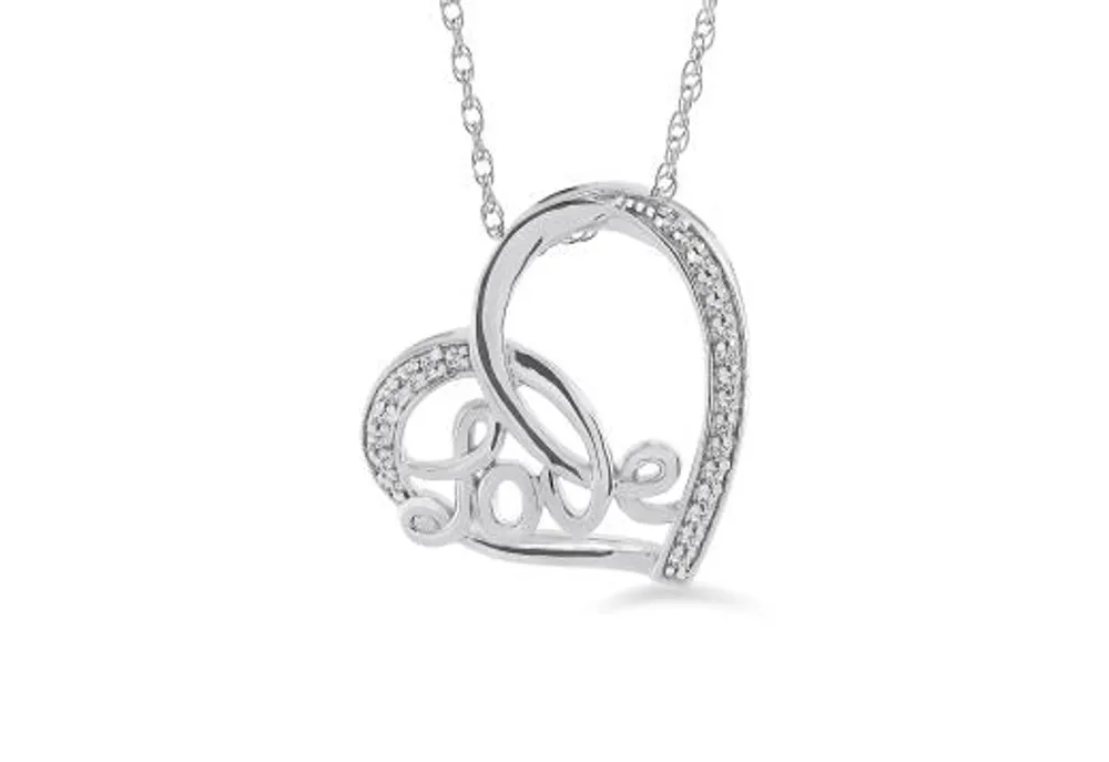 Sterling Silver Diamond "Love" Pendant