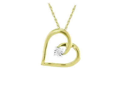 10KT Yellow Gold Diamond Heart Pendant