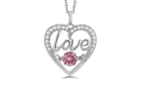 Sterling Silver Created Pink & Created White Sapphire Dancing Pendant