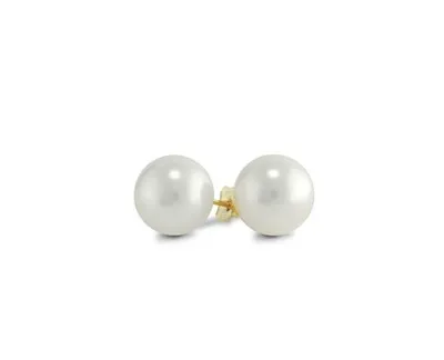 Yellow Gold 9-9.5mm Freshwater Pearl Earrings