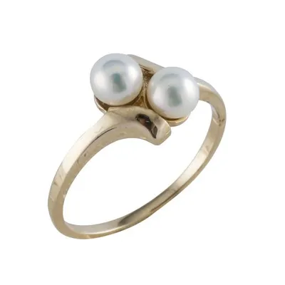 10K Yellow Gold Double Freshwater Pearl Ring