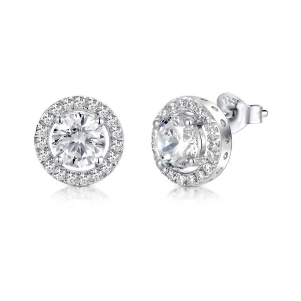 Sterling Silver Cubic Zirconia Cluster Earrings