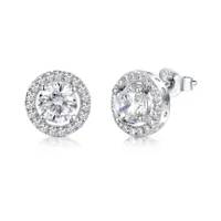 Sterling Silver Cubic Zirconia Cluster Earrings