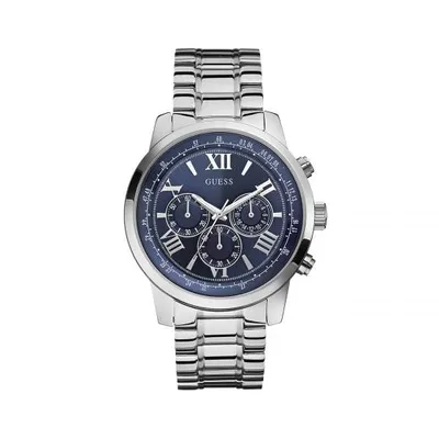 Guess Men's Polished Steel Blue Dial Watch