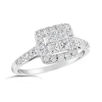 Princessa 10K White Gold 0.75CTW Bridal Ring