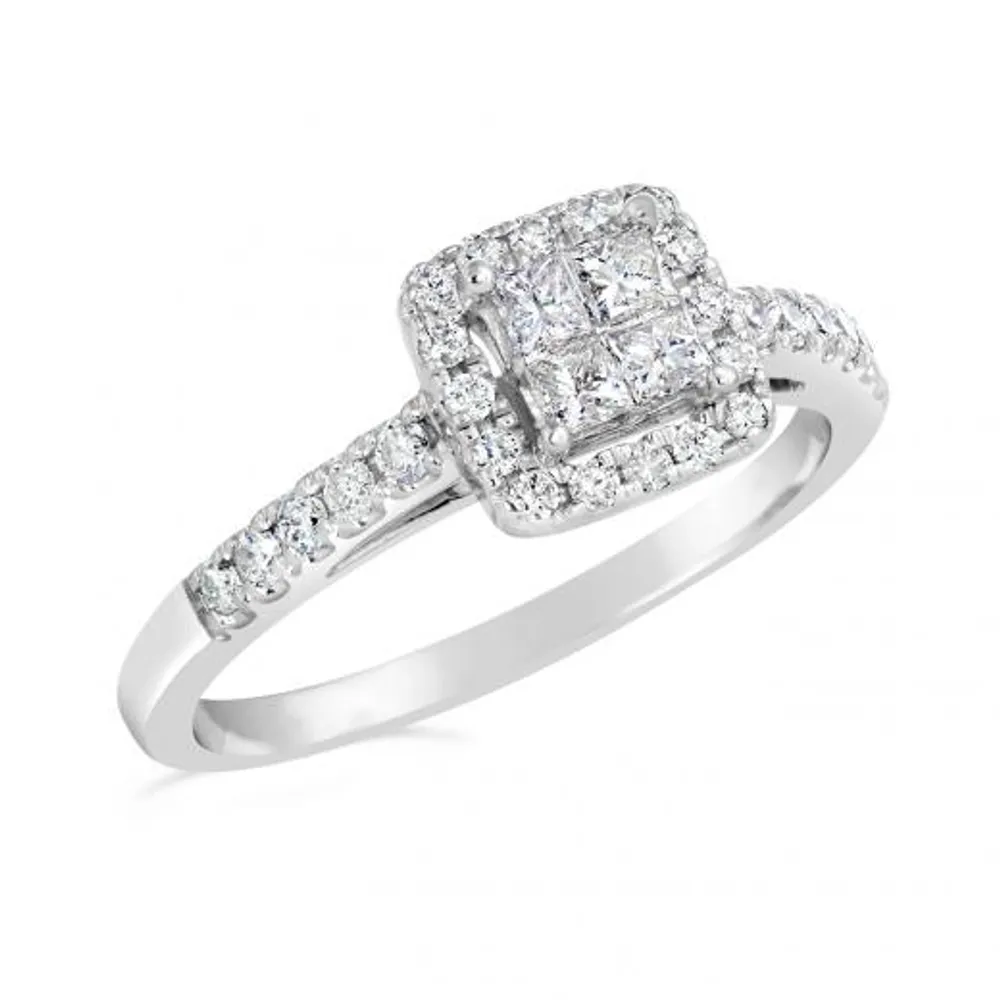 Princessa 10K White Gold 0.50CTW Bridal Ring