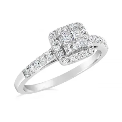 Princessa 10K White Gold 0.50CTW Bridal Ring