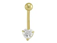 14K Gold 6mm Heart Cubic Zirconia Heart Belly Ring