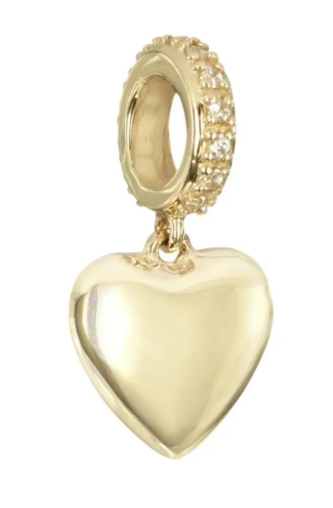 14K Yellow Gold Puff Heart with Stone