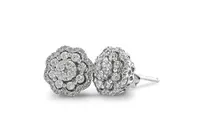 10K White Gold Bouquet 0.50CTW Diamond Flower Earrings