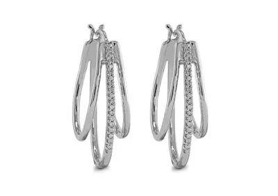 Sterling Silver 3 Row Drop Hoops