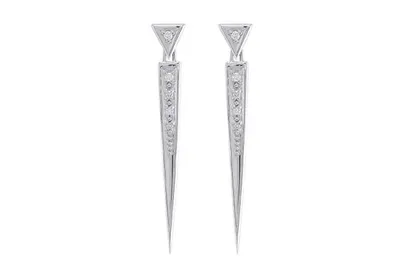 Sterling Silver Pointed Diamond Earrings