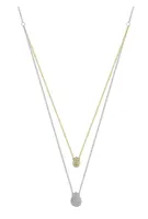Sterling Silver & Yellow Gold Layered Tear Drop Diamond Necklace