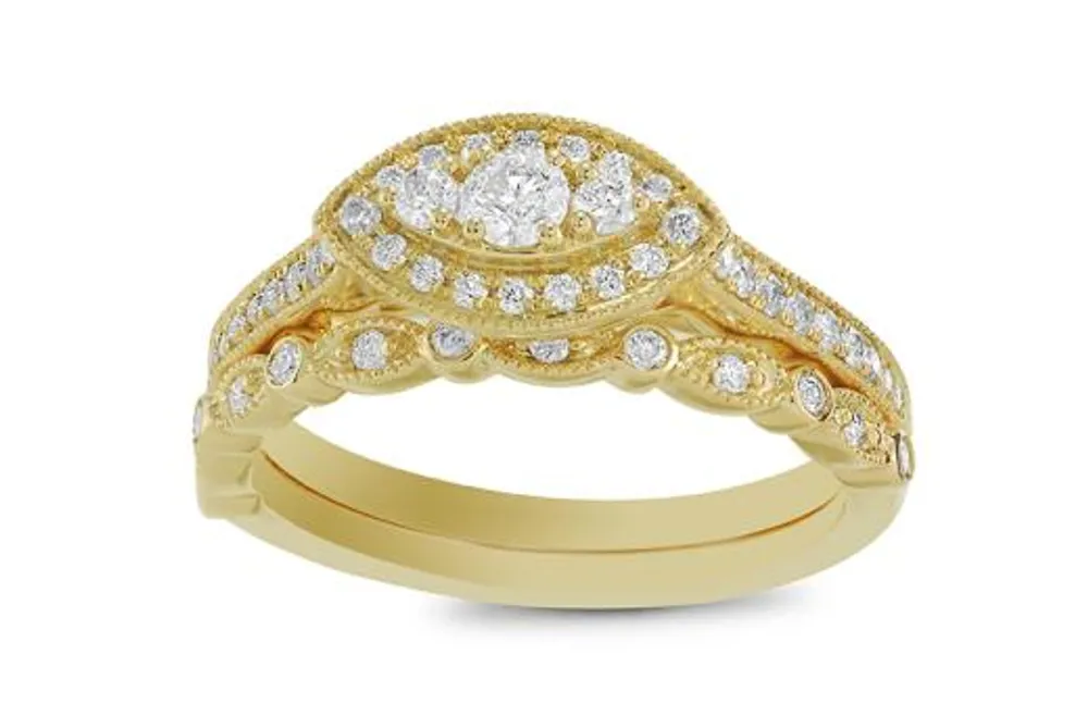 14K Yellow Gold 0.46CTW Bridal Set