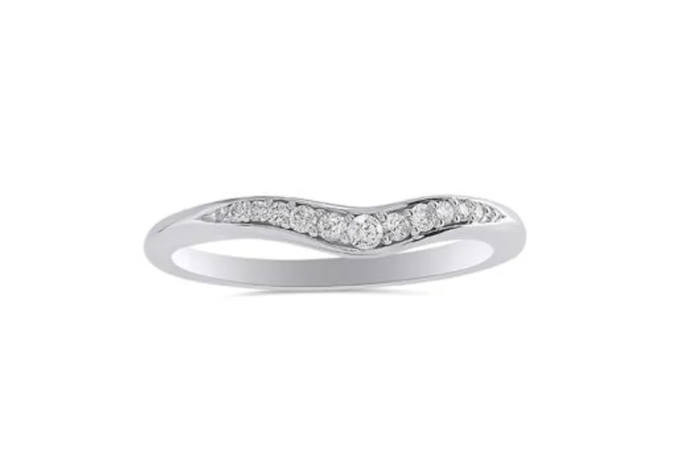 14K White Gold Contour Band