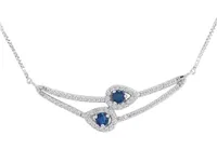 10K White Gold Blue Sapphire & White Topaz Necklace