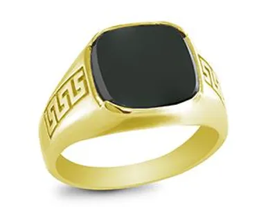 10K Yellow Gold Black Onyx Men's Ring