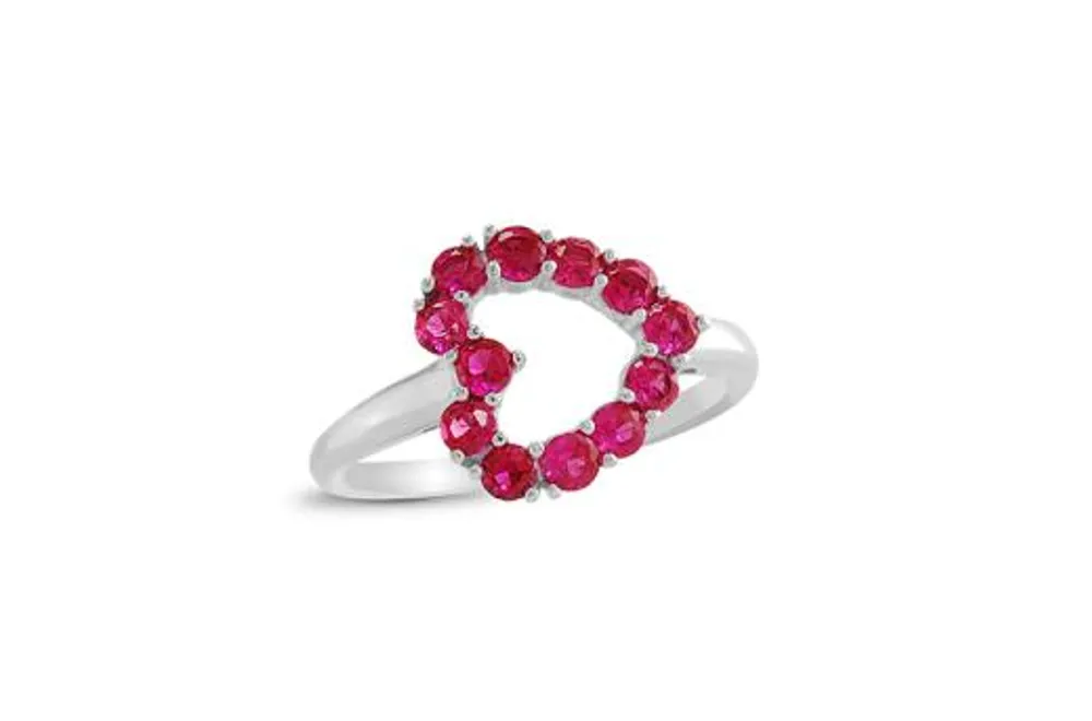 Sterling Silver Ruby Heart Ring