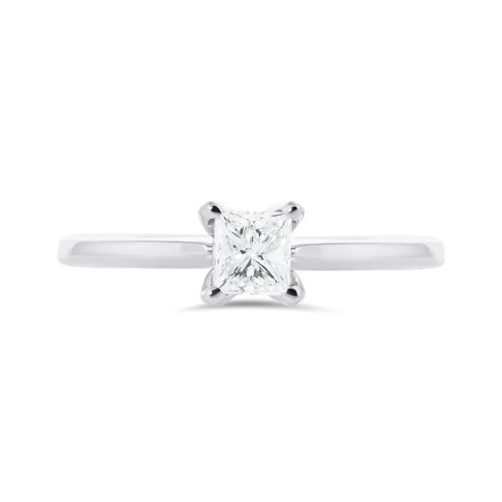 Glacier Fire 14K White Gold 0.50CT Princess Cut Solitaire Ring