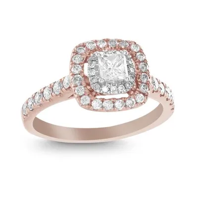 14K Rose and White Gold 0.81CTW Diamond Bridal Ring