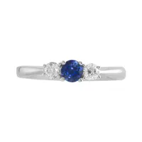 14K White Gold Sapphire and 0.20CTW Diamond Ring