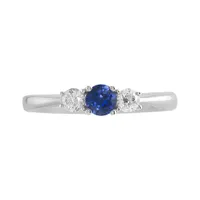 14K White Gold Sapphire and 0.20CTW Diamond Ring