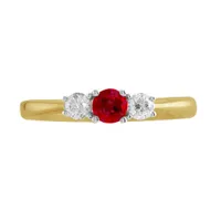 14K Yellow Gold Ruby & 0.20CTW Diamond Ring